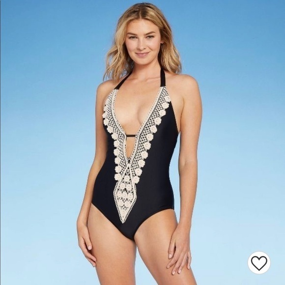 KONA SOL Crochet Necklace Medium Coverage One Piece‎ Swimsuit - Picture 1 of 3
